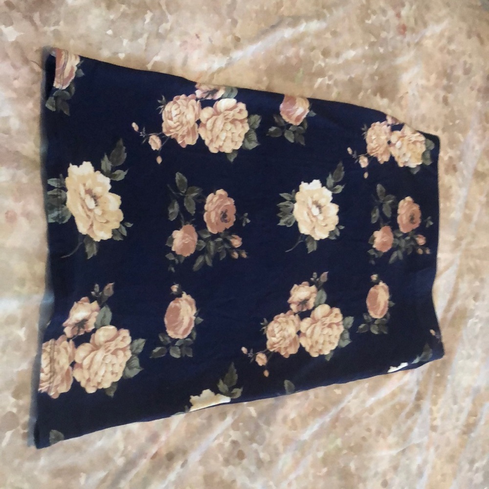 Navy skirt with light pink flowers